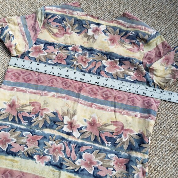 Vintage 90s 100% Silk Pastel Crop Top Blouse Women's Small - Picture 6 of 7